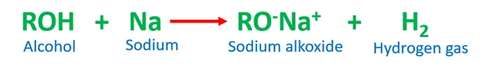 alcohol and sodium reaction - ROH + Na = RONa + H2